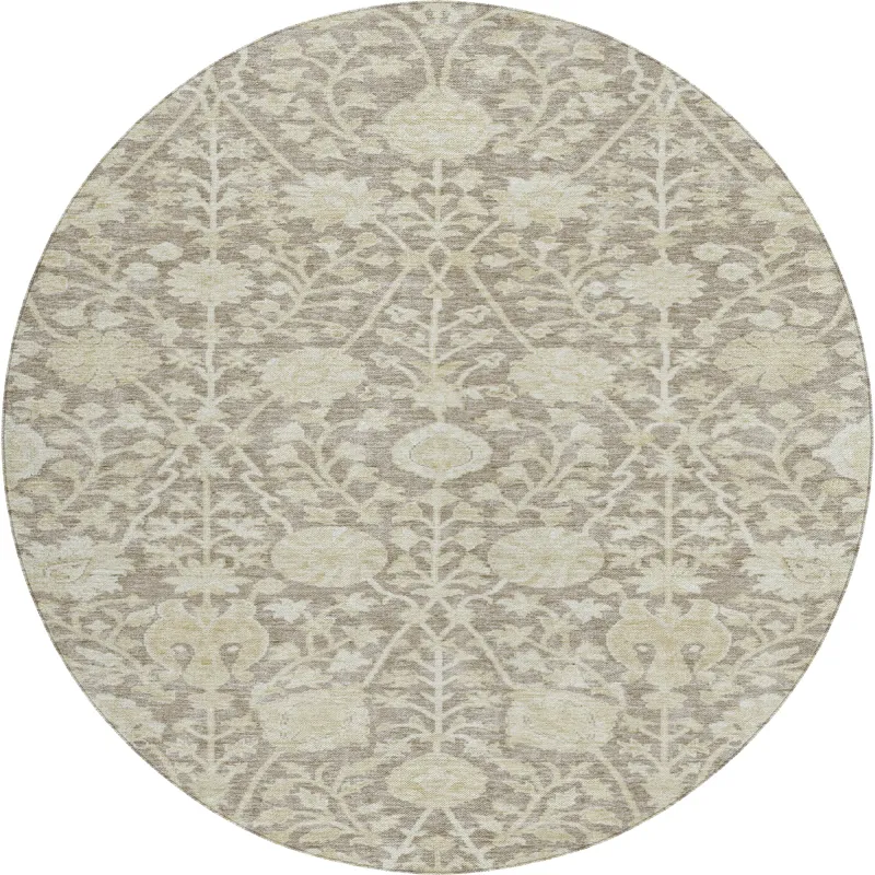 Luxury Washable Indoor/Outdoor Solace Mocha 8\' x 8\' Round Rug