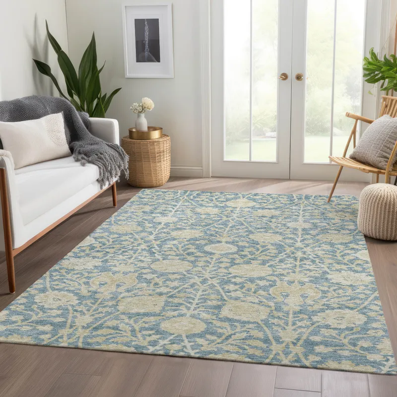 Luxury Washable Indoor/Outdoor Solace Sky 5\' x 7\'6\" Rug