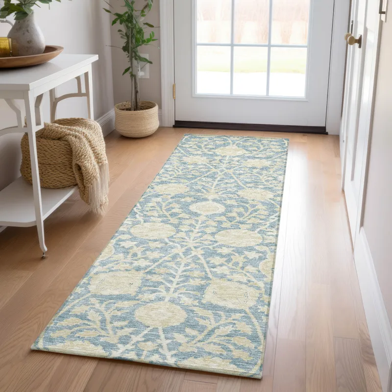 Luxury Washable Indoor/Outdoor Solace Sky 2\'3\" x 7\'6\" Runner Rug
