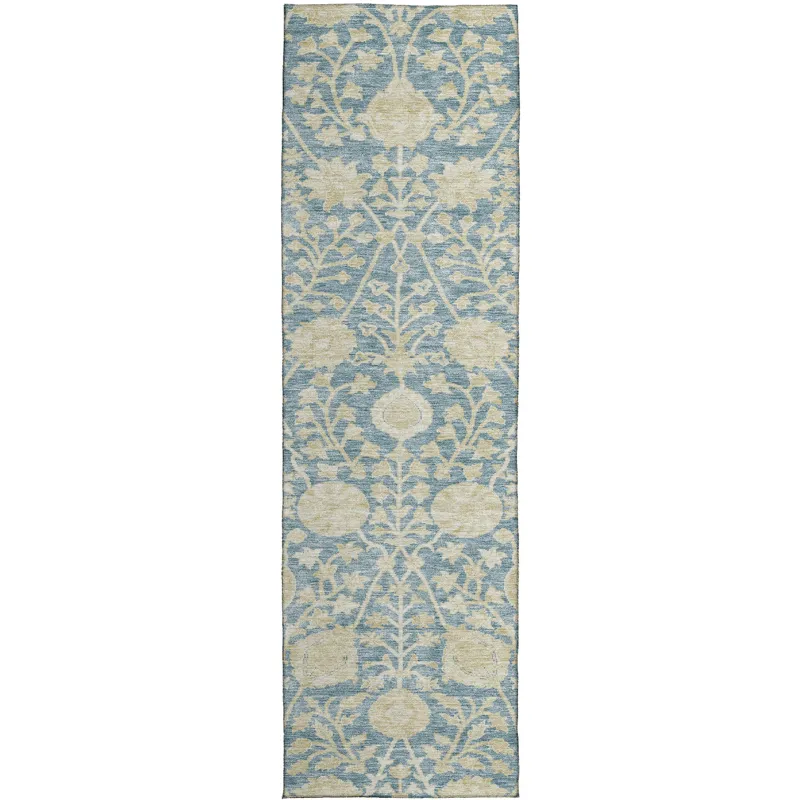 Luxury Washable Indoor/Outdoor Solace Sky 2\'3\" x 7\'6\" Runner Rug
