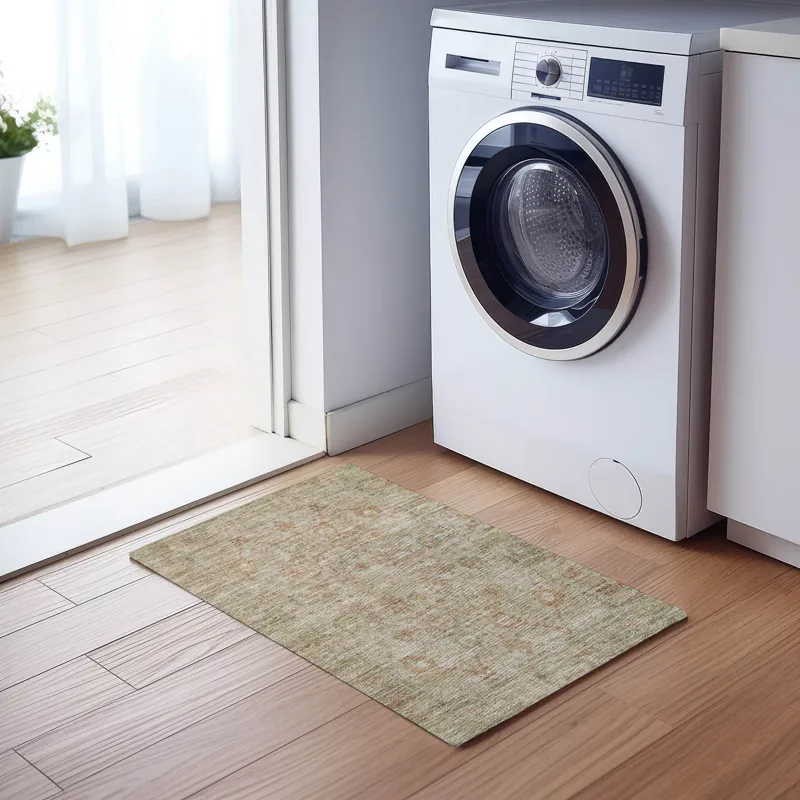 Luxury Washable Indoor/Outdoor Solace Beige 1\'8\" x 2\'6\" Rug