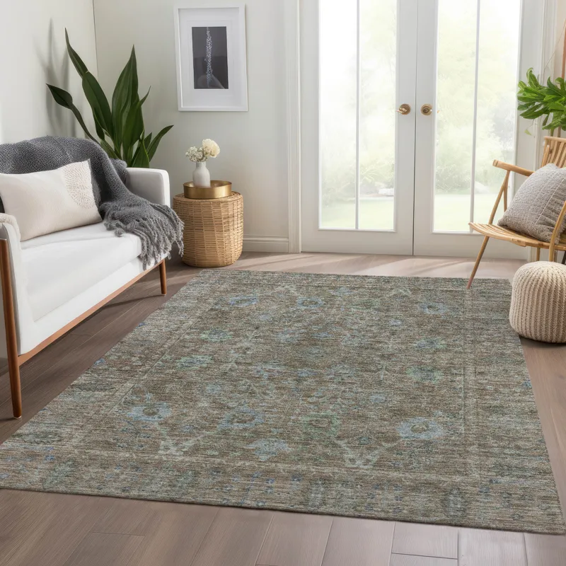 Luxury Washable Indoor/Outdoor Solace Brown 10\' x 14\' Rug
