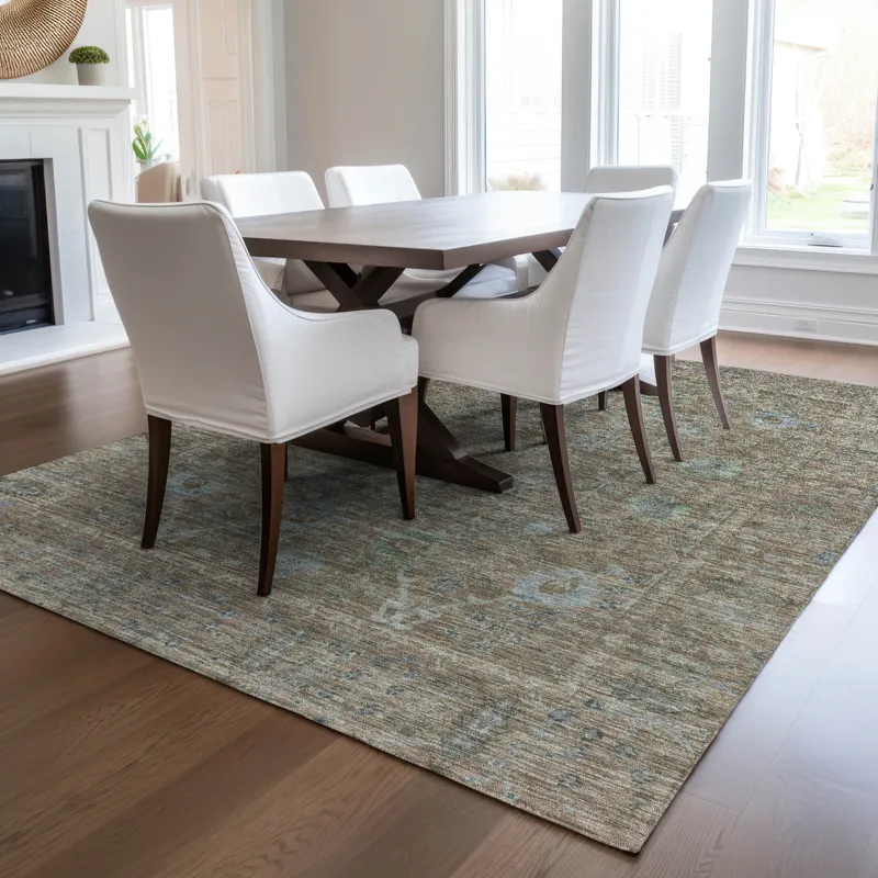 Luxury Washable Indoor/Outdoor Solace Brown 10\' x 14\' Rug