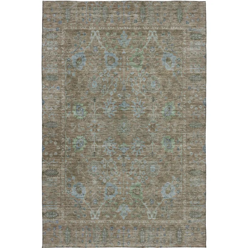Luxury Washable Indoor/Outdoor Solace Brown 10\' x 14\' Rug