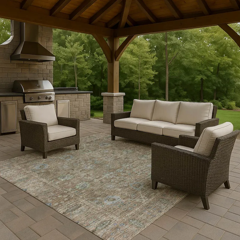 Luxury Washable Indoor/Outdoor Solace Brown 10\' x 14\' Rug