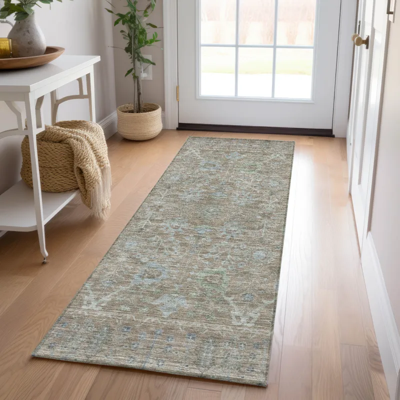 Luxury Washable Indoor/Outdoor Solace Brown 2\'3\" x 7\'6\" Runner Rug