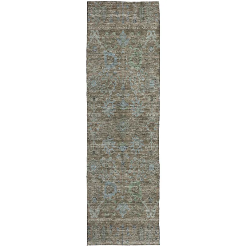 Luxury Washable Indoor/Outdoor Solace Brown 2\'3\" x 7\'6\" Runner Rug
