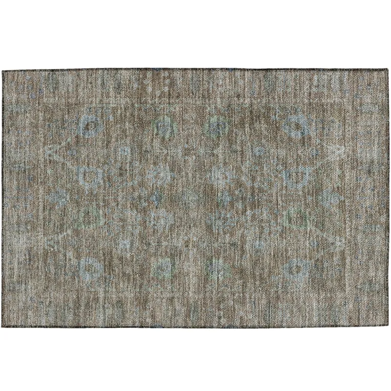 Luxury Washable Indoor/Outdoor Solace Brown 1\'8\" x 2\'6\" Rug