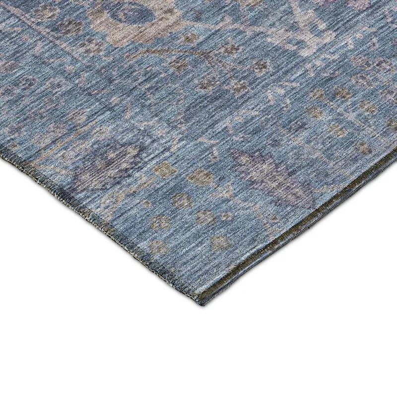 Luxury Washable Indoor/Outdoor Solace Denim 2\'3\" x 7\'6\" Runner Rug