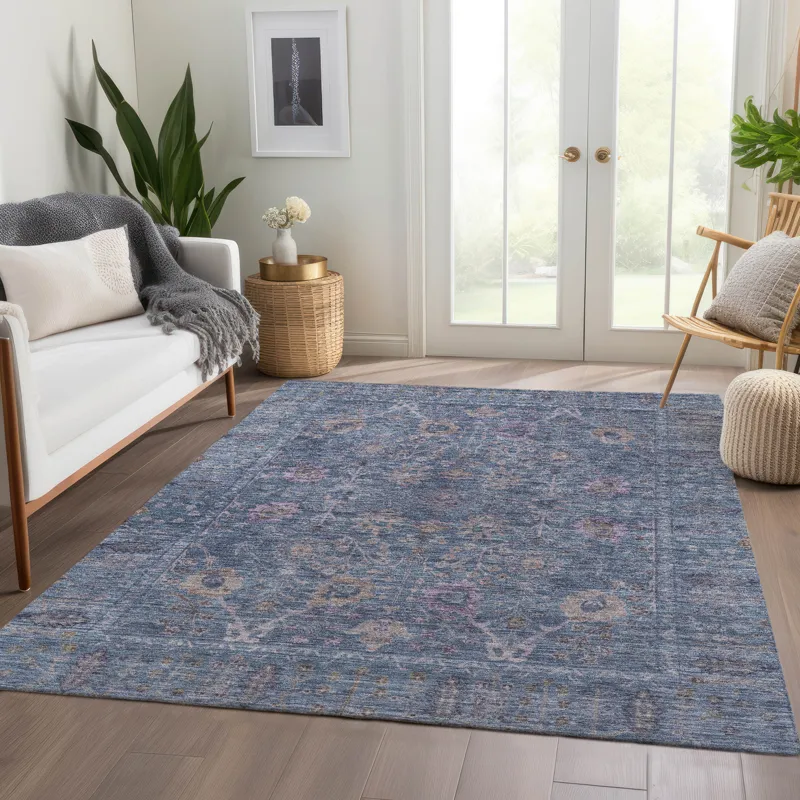 Luxury Washable Indoor/Outdoor Solace Denim 5\' x 7\'6\" Rug