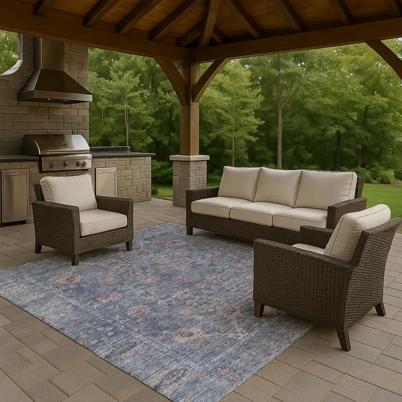 Luxury Washable Indoor/Outdoor Solace Denim 5\' x 7\'6\" Rug