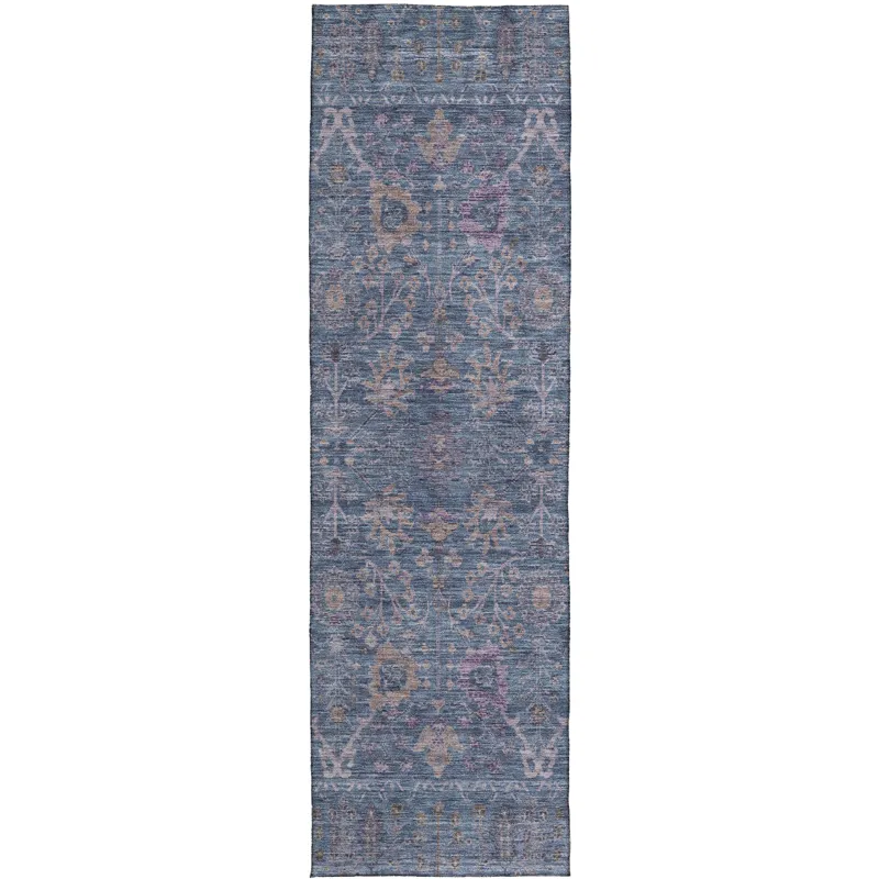Luxury Washable Indoor/Outdoor Solace Denim 2\'3\" x 7\'6\" Runner Rug