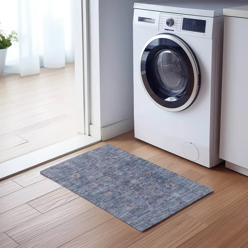 Luxury Washable Indoor/Outdoor Solace Denim 1\'8\" x 2\'6\" Rug