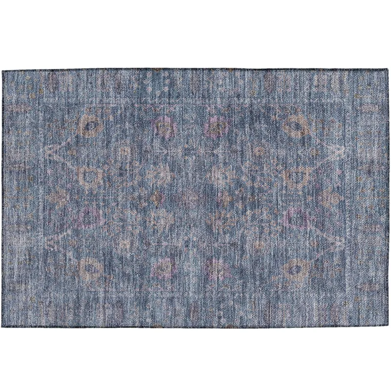Luxury Washable Indoor/Outdoor Solace Denim 1\'8\" x 2\'6\" Rug