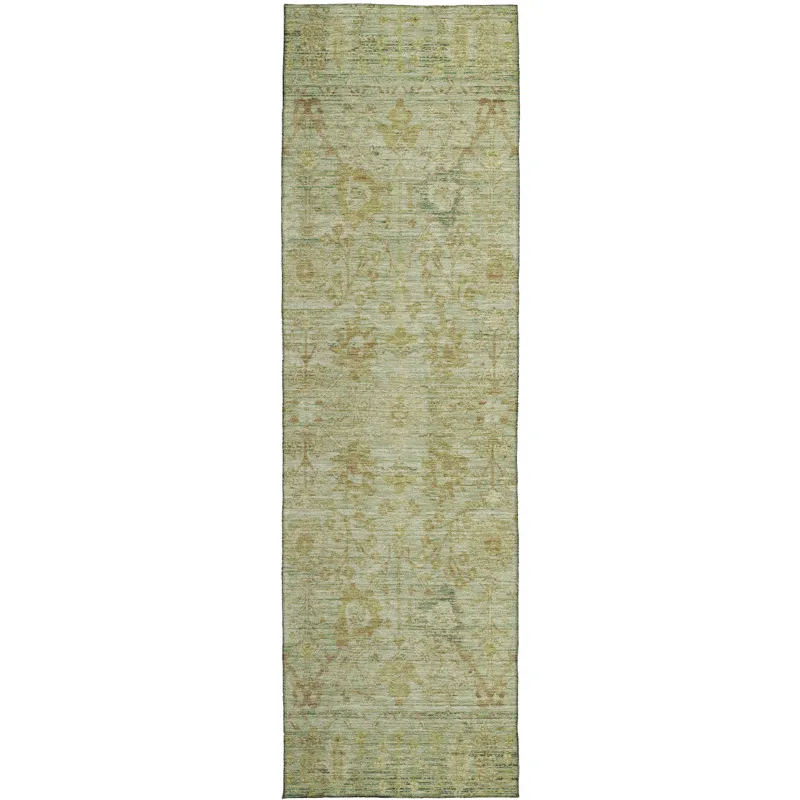 Luxury Washable Indoor/Outdoor Solace Sage 2\'3\" x 7\'6\" Runner Rug