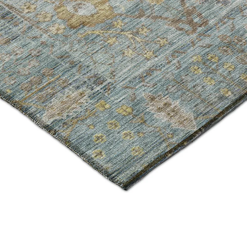 Luxury Washable Indoor/Outdoor Solace Teal 2\'3\" x 7\'6\" Runner Rug