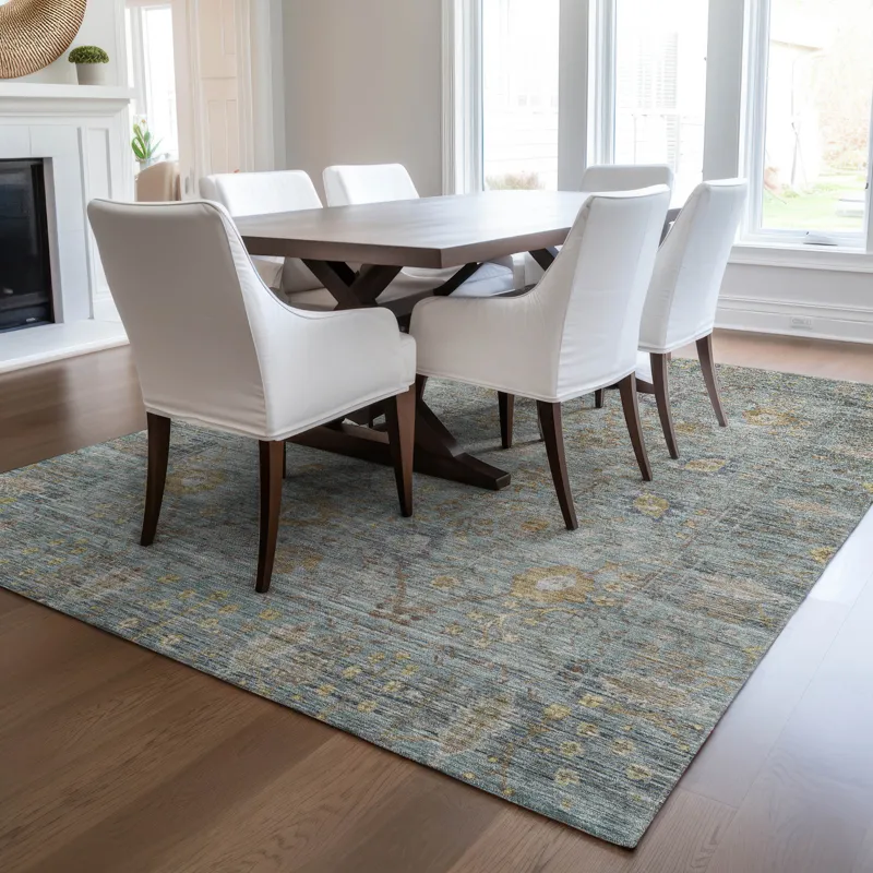 Luxury Washable Indoor/Outdoor Solace Teal 10\' x 14\' Rug