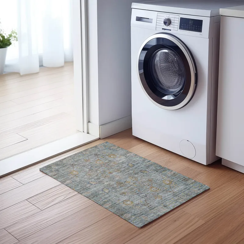 Luxury Washable Indoor/Outdoor Solace Teal 1\'8\" x 2\'6\" Rug