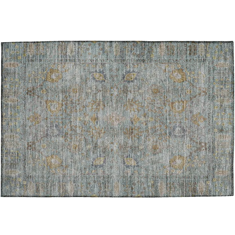 Luxury Washable Indoor/Outdoor Solace Teal 1\'8\" x 2\'6\" Rug