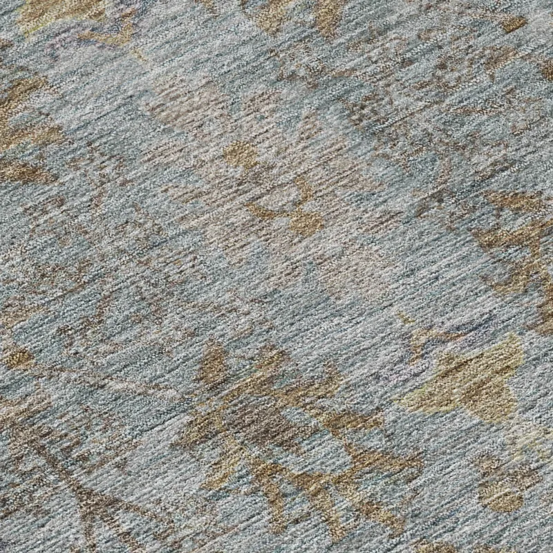 Luxury Washable Indoor/Outdoor Solace Teal 2\'3\" x 7\'6\" Runner Rug