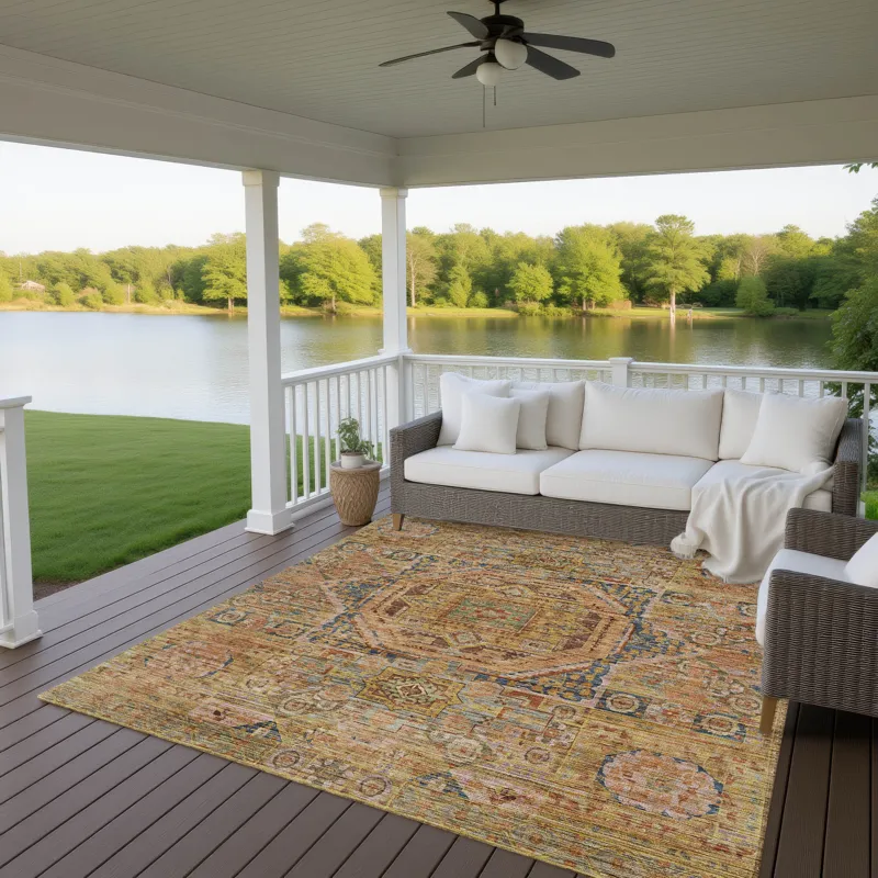 Indoor/Outdoor Silk Road Curry 2\'6\" x 3\'10\" Rug
