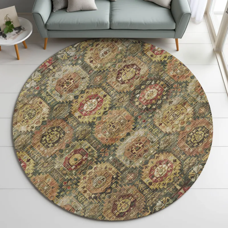 Indoor/Outdoor Silk Road Fern 8\' x 8\' Round Rug