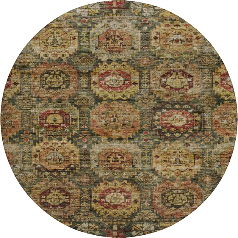 Indoor/Outdoor Silk Road Fern 8\' x 8\' Round Rug