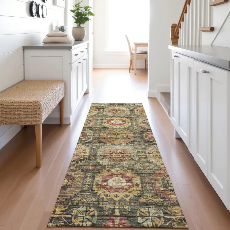 Indoor/Outdoor Silk Road Fern 2\'3\" x 7\'6\" Runner Rug