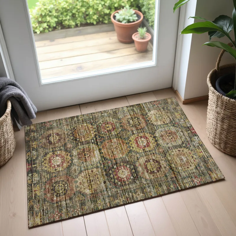 Indoor/Outdoor Silk Road Fern 1\'8\" x 2\'6\" Rug