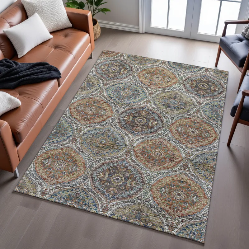 Indoor/Outdoor Silk Road Multi 6\'6\" x 9\'6\" Rug