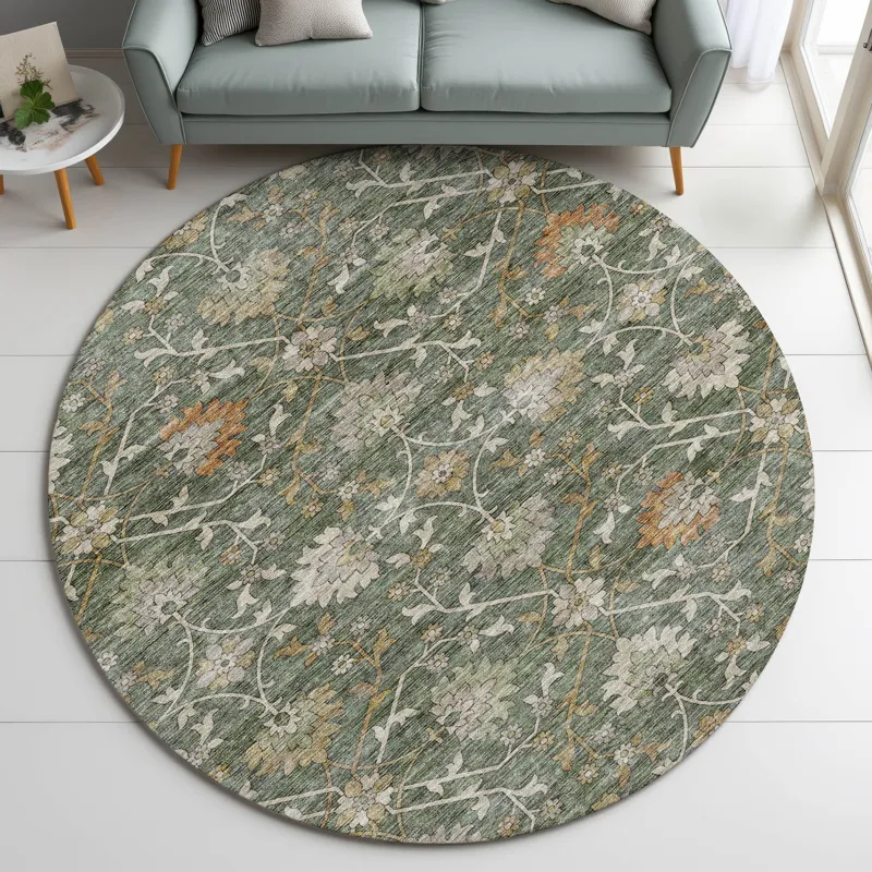 Indoor/Outdoor Silk Road Basil 8\' x 8\' Round Rug