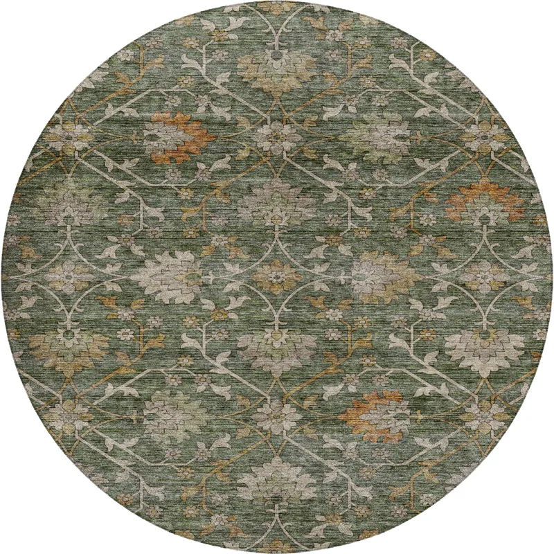 Indoor/Outdoor Silk Road Basil 8\' x 8\' Round Rug