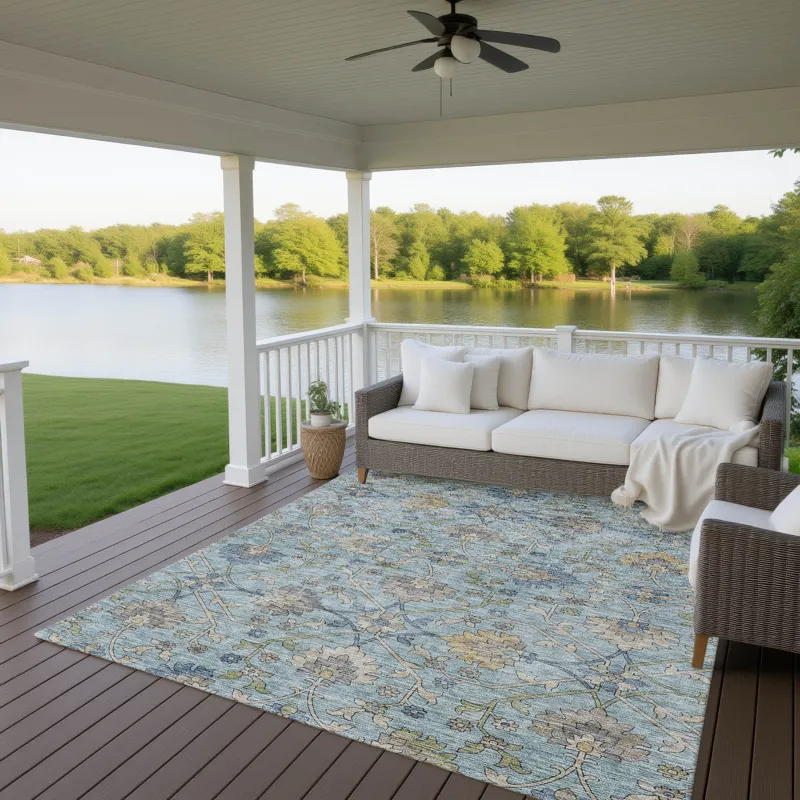 Indoor/Outdoor Silk Road Denim 8\' x 10\' Rug