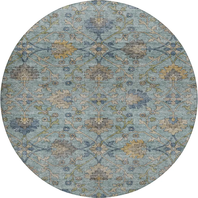 Indoor/Outdoor Silk Road Denim 8\' x 8\' Round Rug