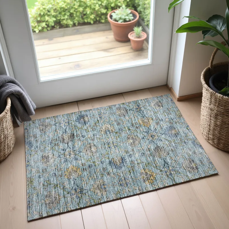 Indoor/Outdoor Silk Road Denim 1\'8\" x 2\'6\" Rug
