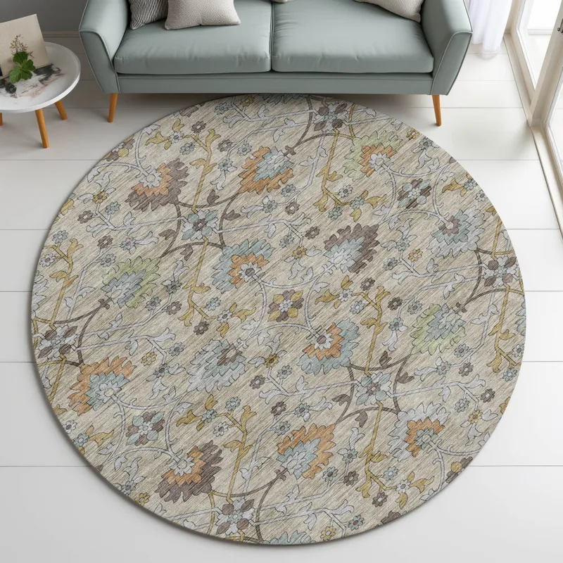 Indoor/Outdoor Silk Road Flax 8\' x 8\' Round Rug