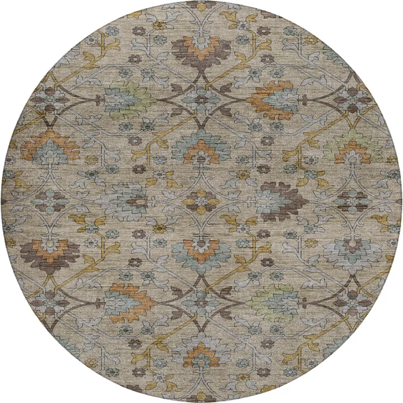 Indoor/Outdoor Silk Road Flax 8\' x 8\' Round Rug