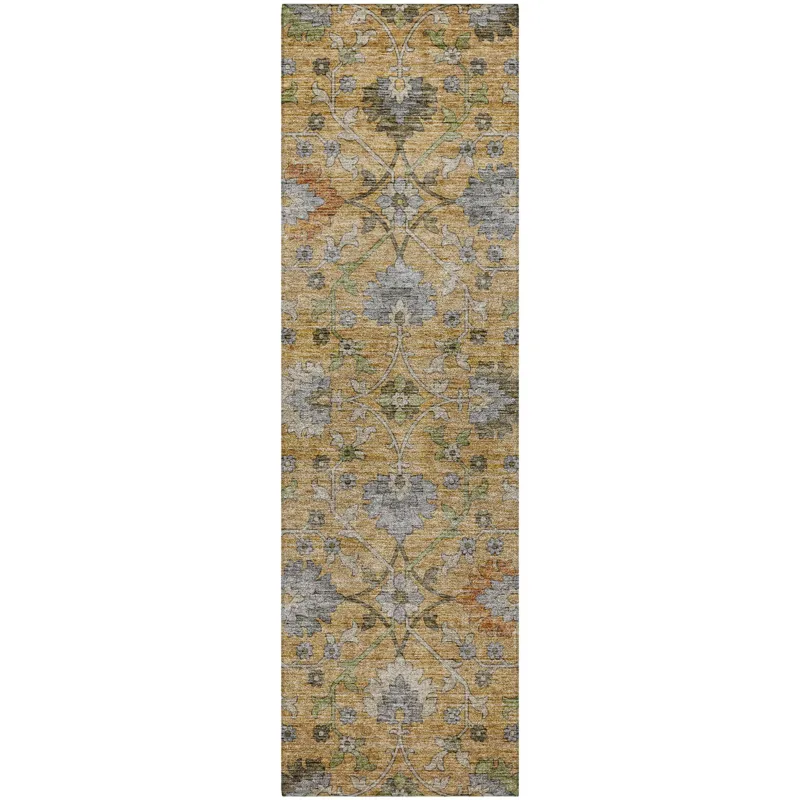 Indoor/Outdoor Silk Road Saffron 2\'3\" x 7\'6\" Runner Rug