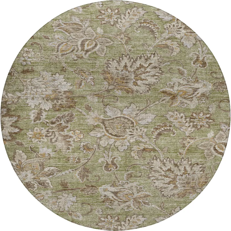 Indoor/Outdoor Silk Road Aloe 8\' x 8\' Round Rug