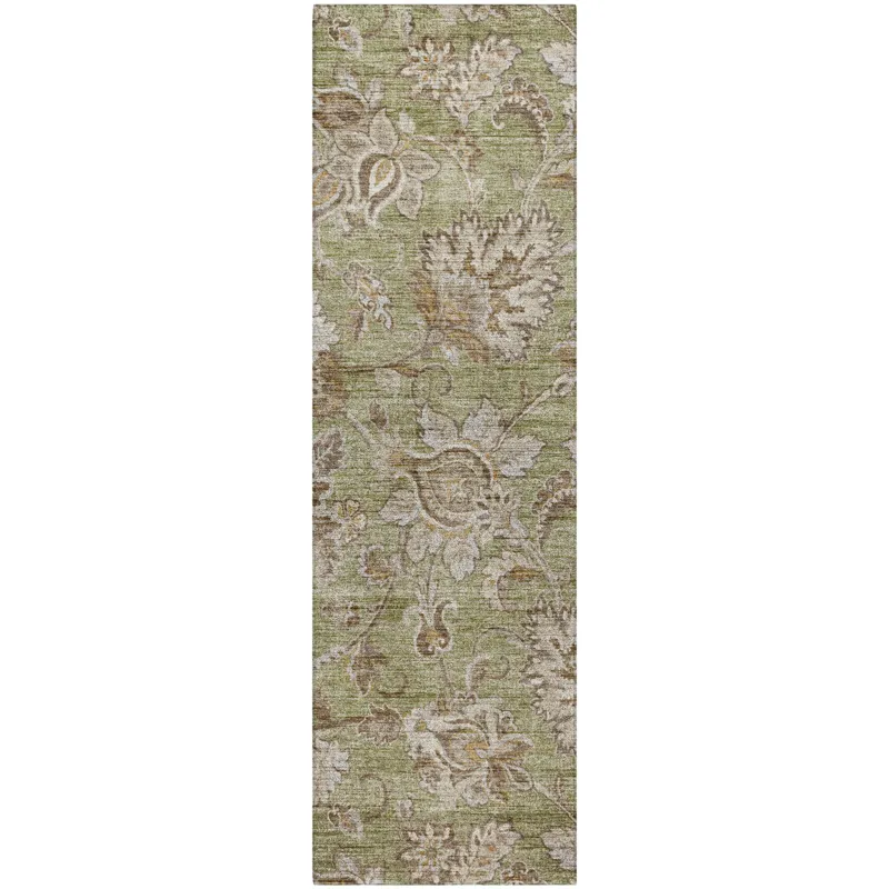Indoor/Outdoor Silk Road Aloe 2\'3\" x 7\'6\" Runner Rug