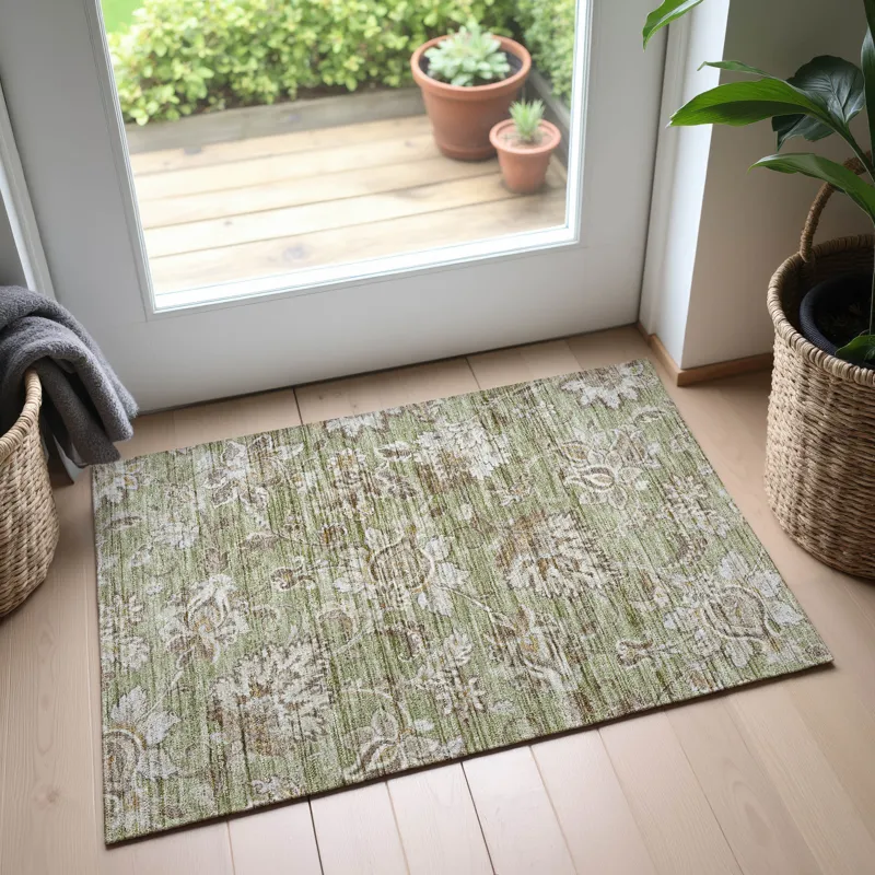 Indoor/Outdoor Silk Road Aloe 1\'8\" x 2\'6\" Rug