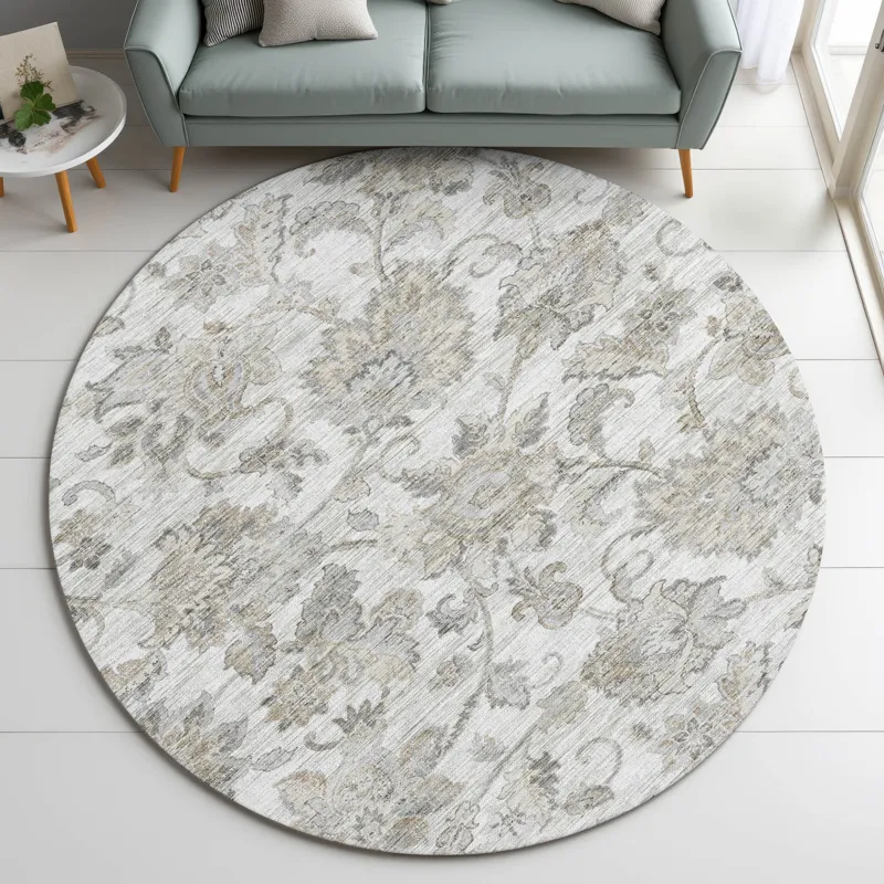Indoor/Outdoor Silk Road Linen 8\' x 8\' Round Rug