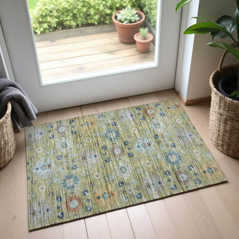 Indoor/Outdoor Silk Road Aloe 1\'8\" x 2\'6\" Rug