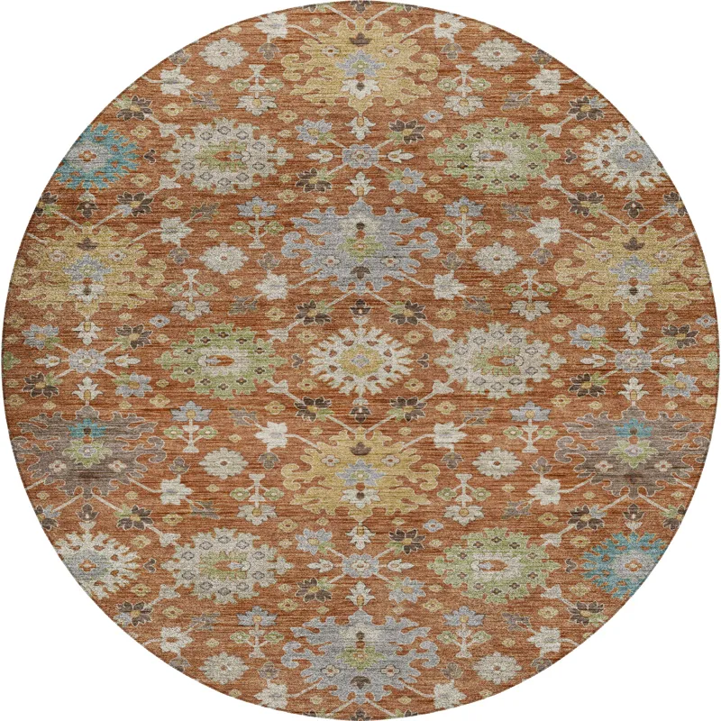 Indoor/Outdoor Silk Road Cayenne 8\' x 8\' Round Rug