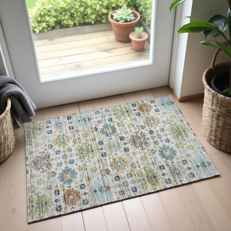Indoor/Outdoor Silk Road Ivory 1\'8\" x 2\'6\" Rug