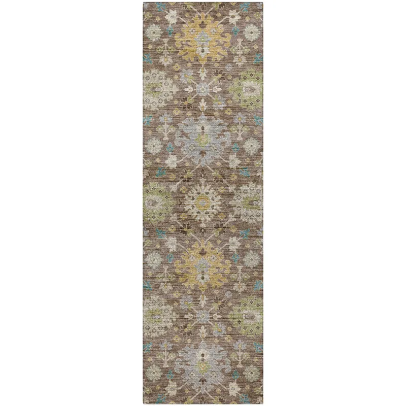 Indoor/Outdoor Silk Road Mocha 2\'3\" x 7\'6\" Runner Rug
