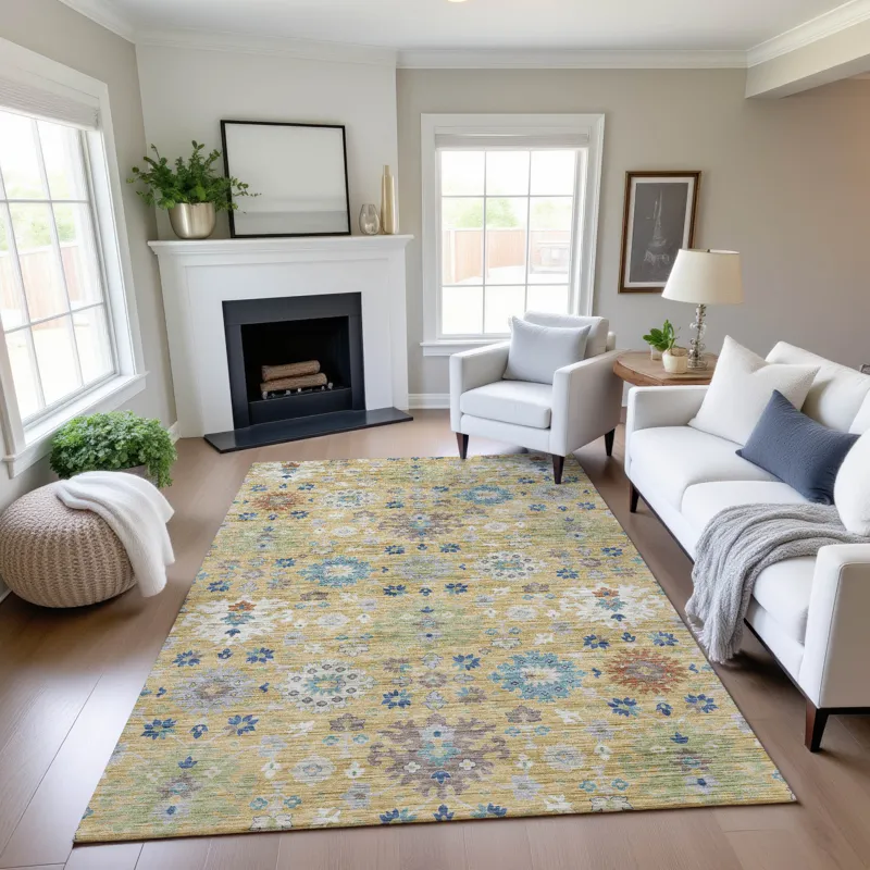 Indoor/Outdoor Silk Road Turmeric 5\' x 7\'6\" Rug