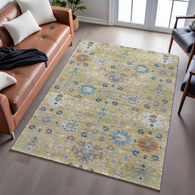 Indoor/Outdoor Silk Road Turmeric 5\' x 7\'6\" Rug