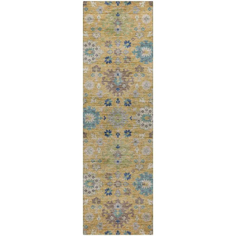 Indoor/Outdoor Silk Road Turmeric 2\'3\" x 7\'6\" Runner Rug