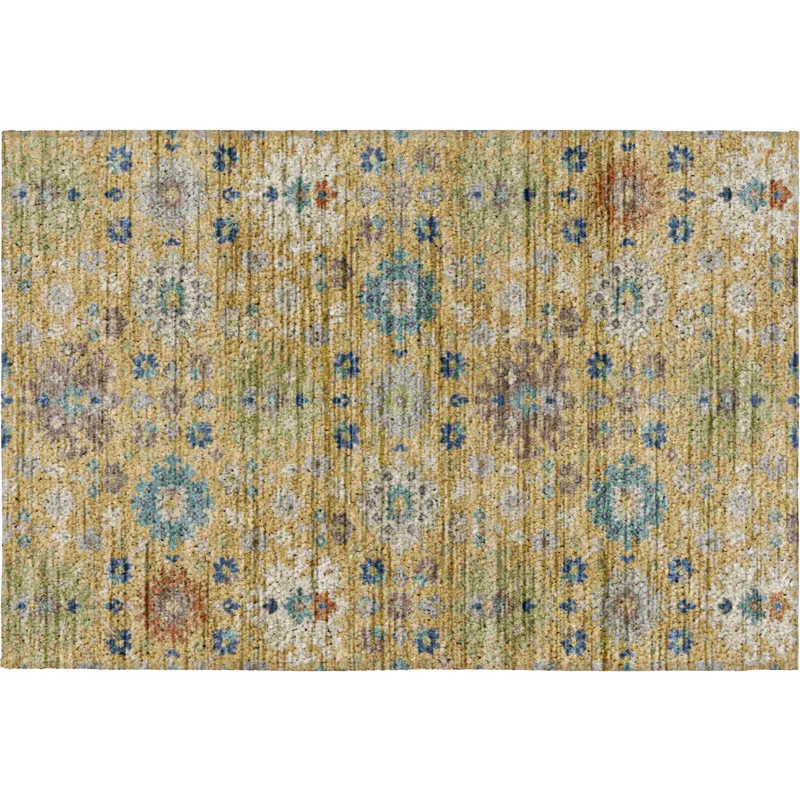 Indoor/Outdoor Silk Road Turmeric 1\'8\" x 2\'6\" Rug